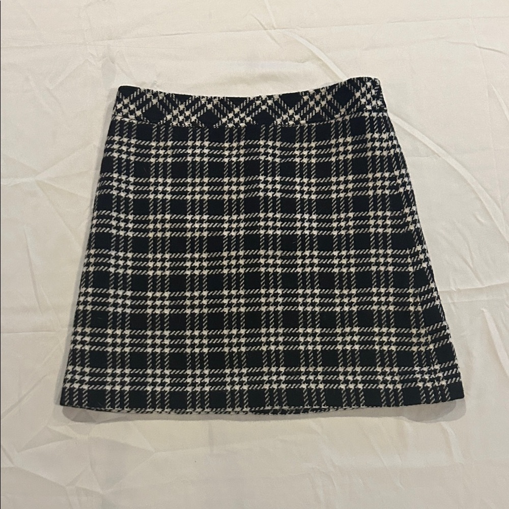 J. Crew Black and Cream Plaid Mini Skirt